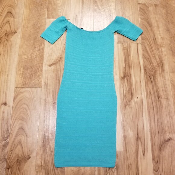 New Torn by Ronny Kobo Barbiecore Knit Mini Dress Off The Shoulder Bodycon XS - Picture 7 of 13